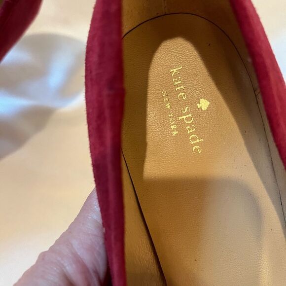 Kate Spade red suede pumps with flower detail, size 10 excellent preowned‎ - Picture 8 of 10